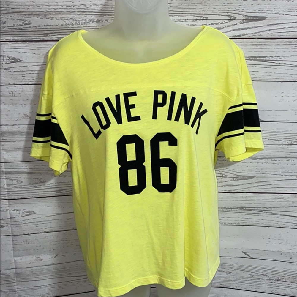 Victoria Secret PINK Yellow & Black T-Shirt Small